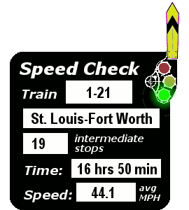 Train 1-21: 19 stops, 16:50, 44.1 MPH