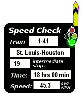 Train 1-41: 19 stops, 18:00, 45.3 MPH