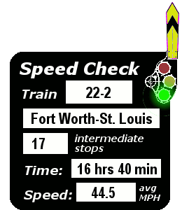 Train 22-2: 17 stops, 16:40, 44.5 MPH